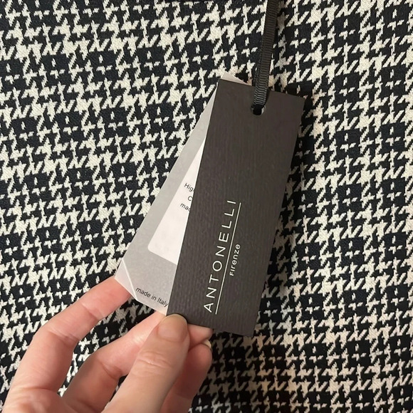 Antonelli Firenze NWT Houndstooth Black and White Wool Blend Sweater Dress Sz 48 - Picture 4 of 9